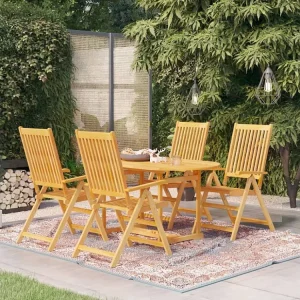 5 peças conjunto de jantar para jardim madeira de teca maciç