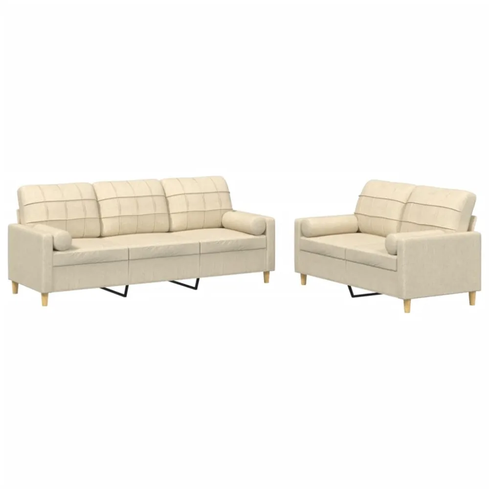 Almofada de Sofá 2 pcs conjunto de sofás com almofadas tecido cor creme