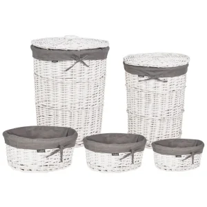 Set 5 Willow Baskets Grey VAKARI
