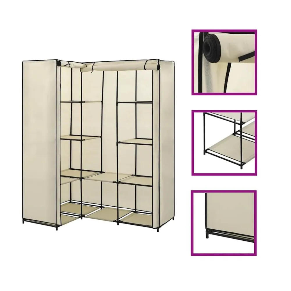 Estante em Formato de Casa Roupeiro de canto 130x87x169 cm creme