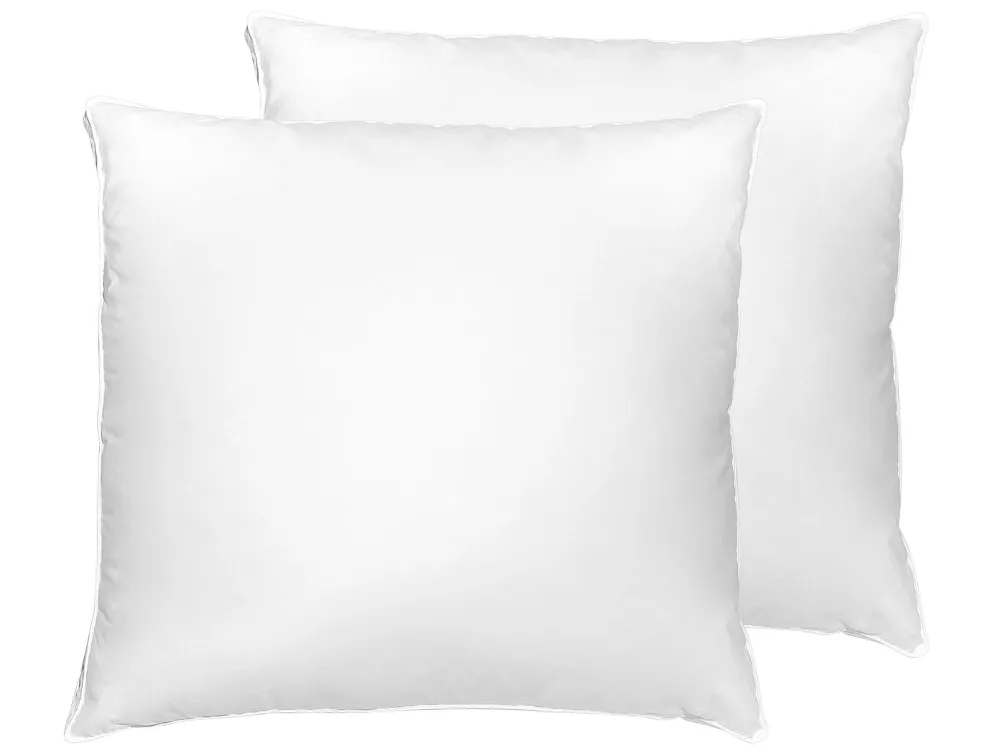 Set 2 Duck Feathers and Down Bed High Profile Pillows 80 x 80 cm FELDBERG