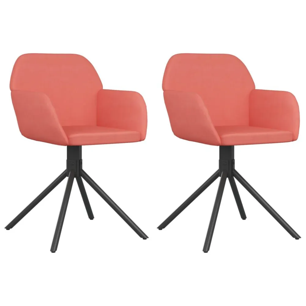 Cadeiras de jantar giratórias 2 pcs veludo rosa para Gamers