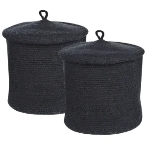 Conjunto de 2 cestos em algodão preto SILOPI