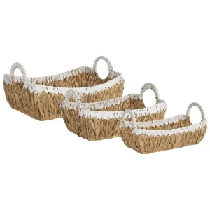 Conjunto de 3 cestos em fibra de jacinto de água de cor natural CAMPHA