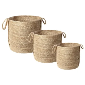 Conjunto de 3 cestos em juta cor natural WADH