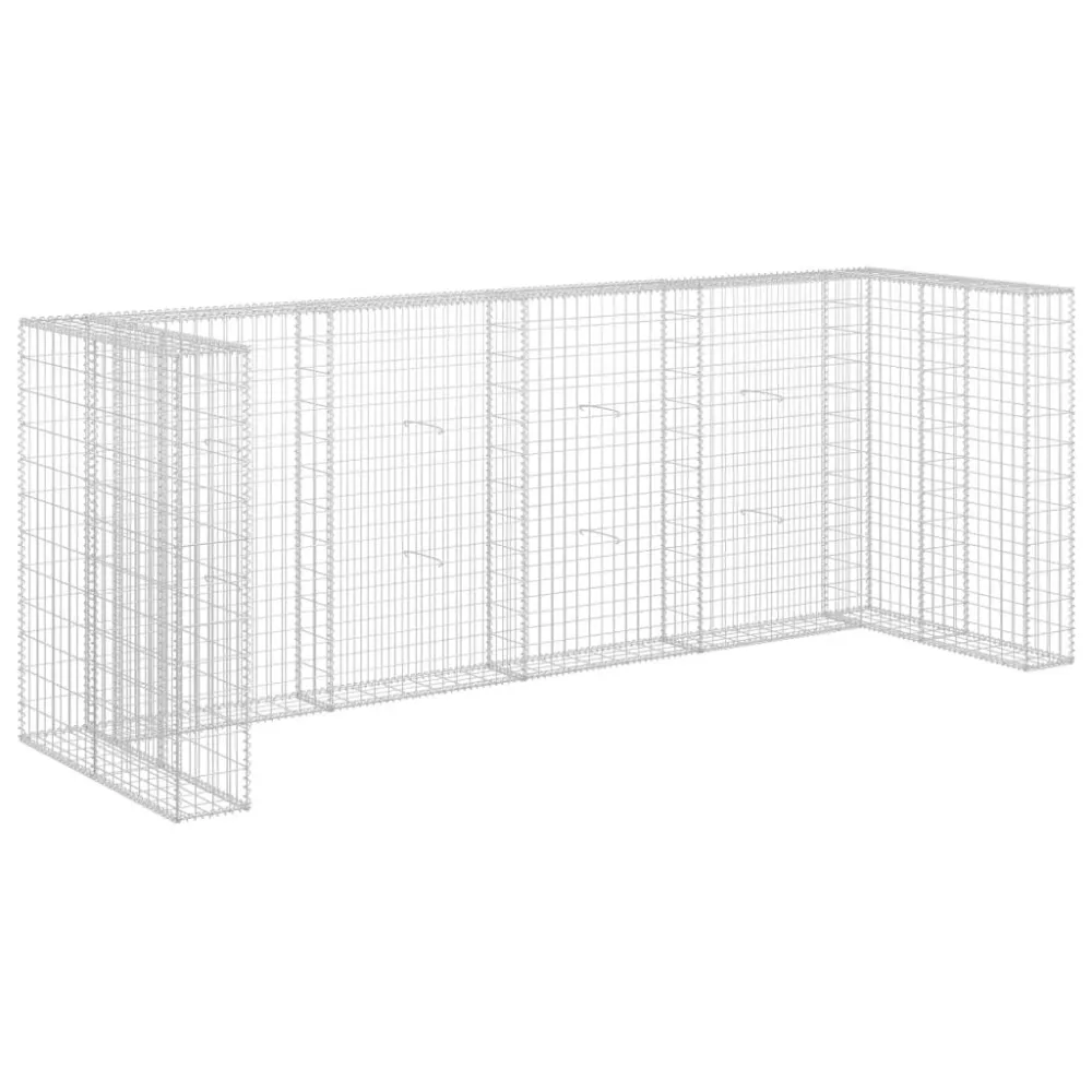 Muro gabião para caixotes do lixo ço galvanizado 320x100x120 cm Fácil Limpeza