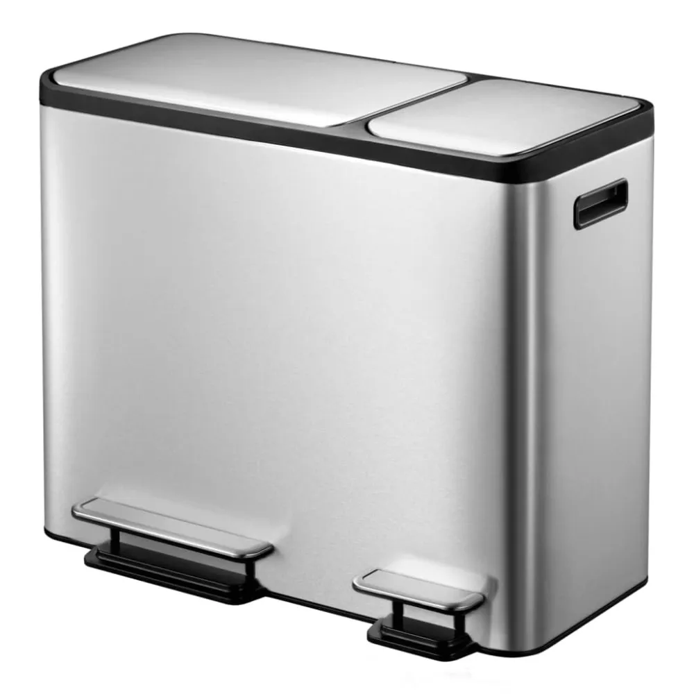 Contentor com Divisórias EKO Caixote do lixo com pedal EcoCasa 3x15 L prateado mate