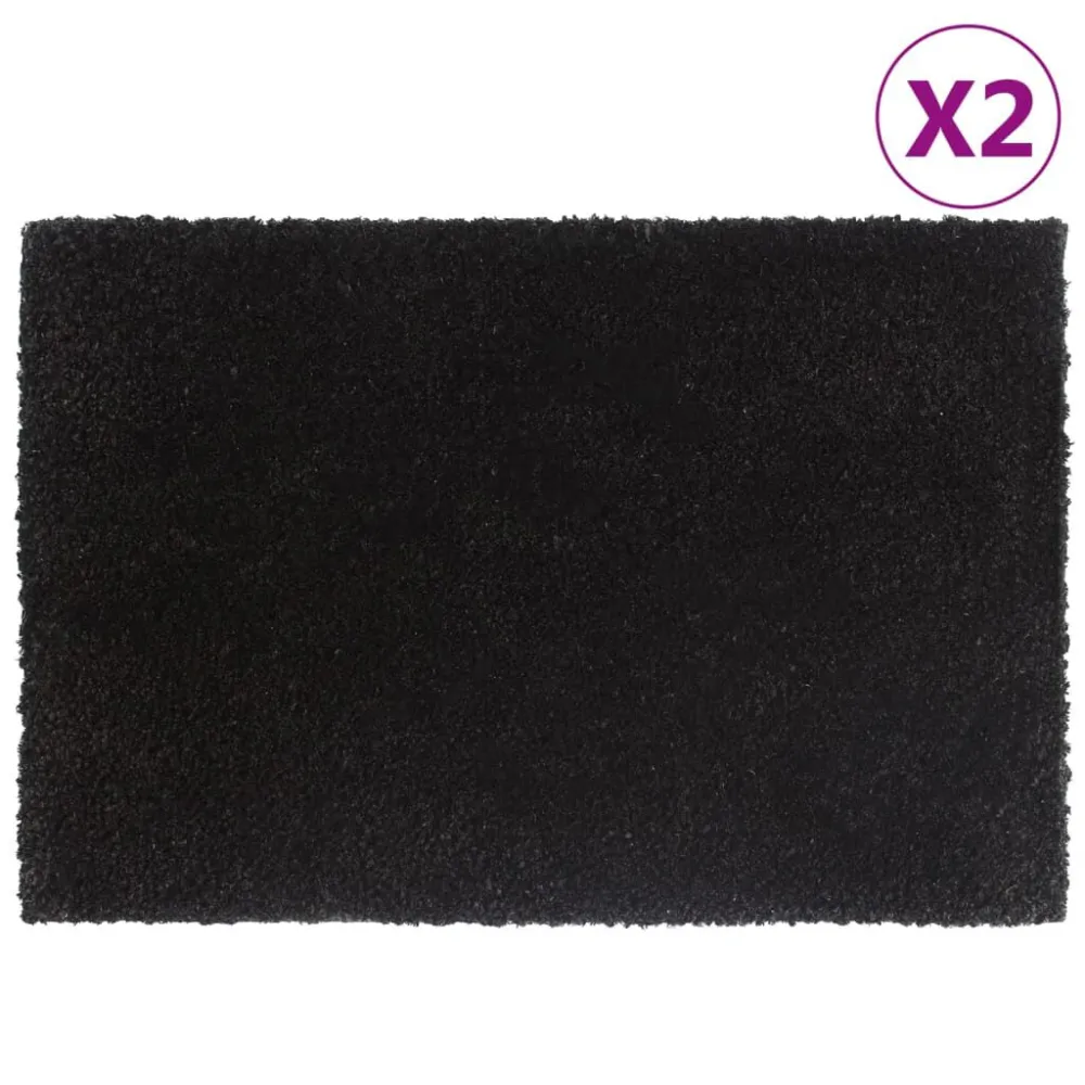 Premium Antiderrapante Tapetes porta 2 pcs 40x60 cm fibra coco tufada preto