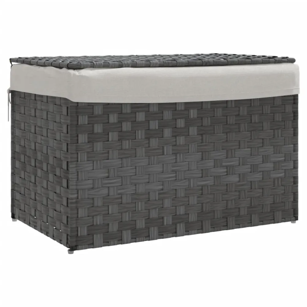Cesto para roupa suja com tampa 55,5x35x34 cm vime PE cinzento com Alç