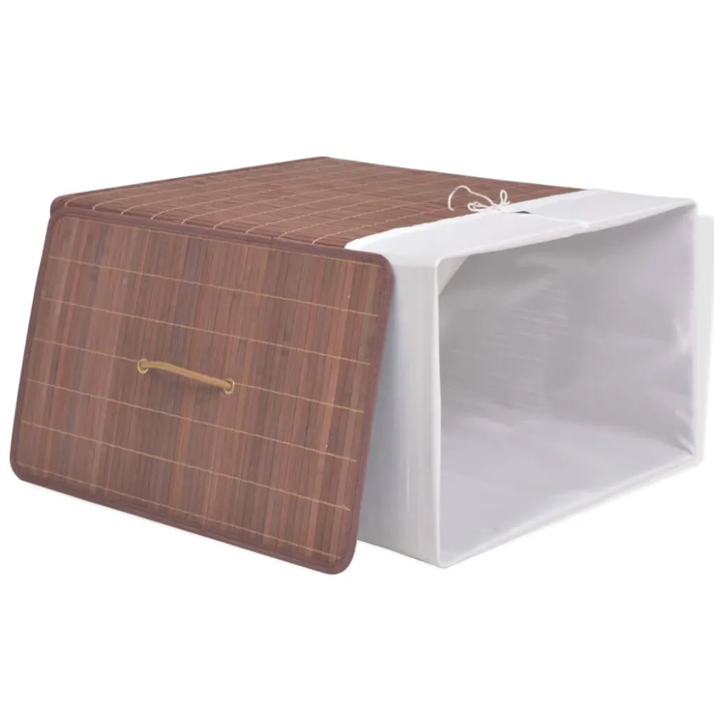 Cabide para Secar Cesto retangular para roupa suja bambu castanho