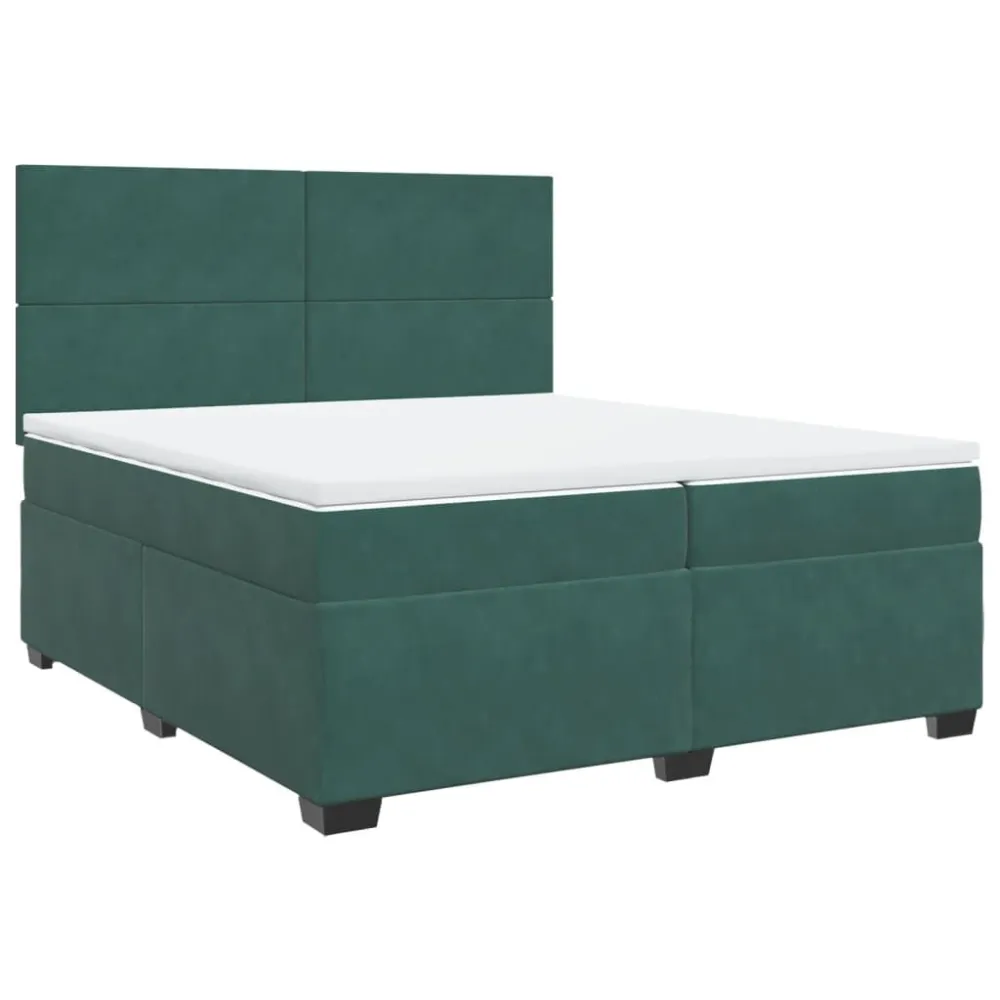 Cama com molasemcolchão 200x200 cm veludo verde-escuro Portátil e Dobrável