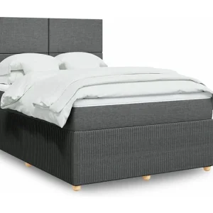 Armário de Casal Cama com molas/colchão 140x190 cm tecido cinzento-escuro