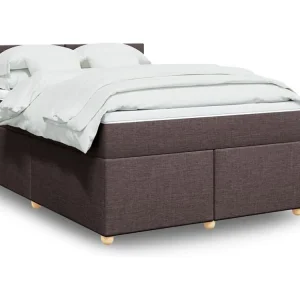 Armário de Casal Cama com molas/colchão 140x200 cm tecido castanho-escuro