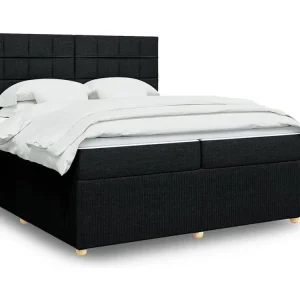 Armário de Casal Cama com molas/colchão 200x200 cm tecido preto