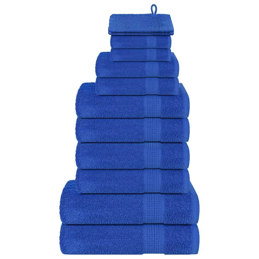 12pcs Conjunto toalhas banho 360 gsm 100% algodão azul para Spa e Piscina