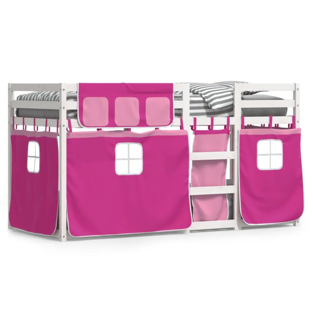 Algodão Egípcio 100% Beliche com cortinas 90x200 cm madeira de pinho maciç rosa