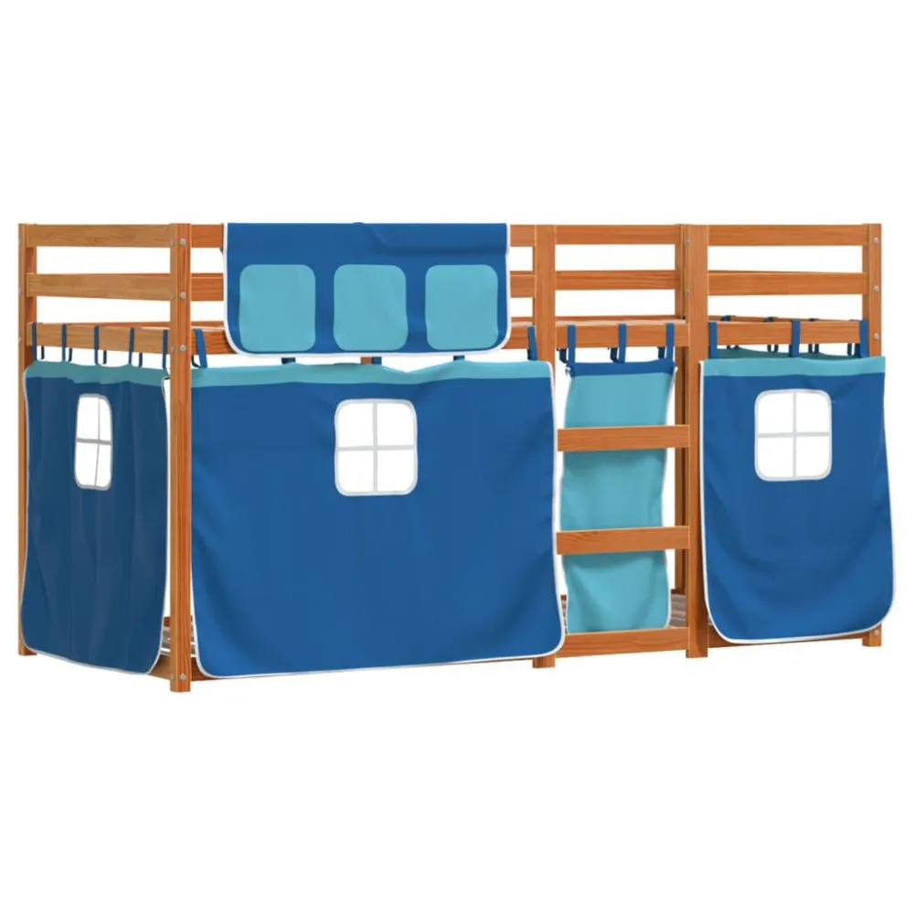 Beliche com cortinas 75x190 cm madeira de pinho maciç azul compatible Travesseiro King Size