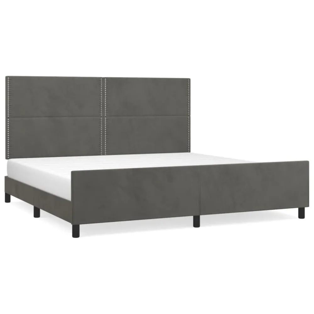 Estrutura de cama sem colchão 200x200 cm veludo cinzento-escuro - 300 Fios