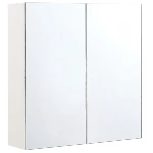 Armário de parede com espelho branco 60 x 60 cm NAVARRA em ço Inoxidável