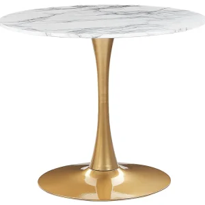 Round Dining Table ⌀ 90 cm Marble Effect White Ouro BOCA