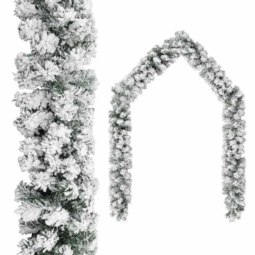 Grinalda com Pinhas e Azevinho Grinalda de Natal com neve 5 m PVC verde