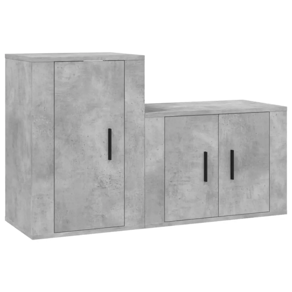 2 pcs conjunto móveis de TV derivados de madeira cinza cimento