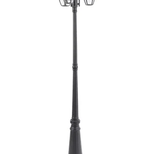 3 Light Outdoor Lamp Post Black LEMRO