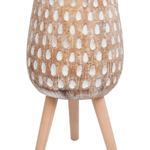Elevated Plant Pot ASCLEPIAS Ceramic Light Brown