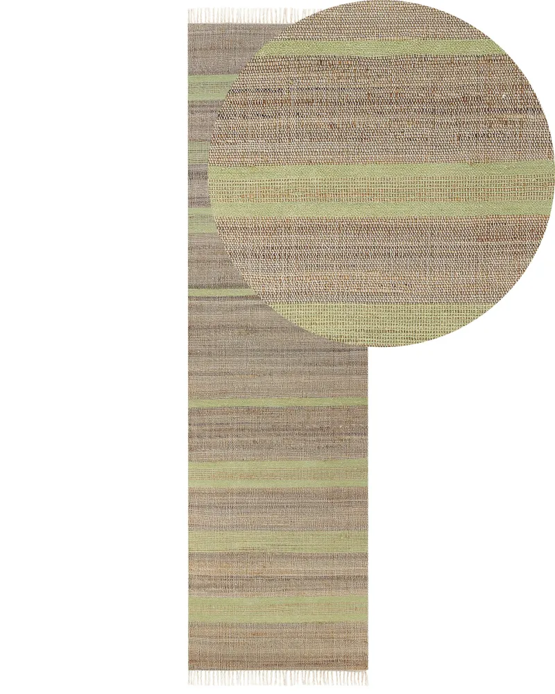 Jute Runner Rug 80 x 300 cm Beige and Light Green TALPUR