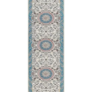 Runner Rug 80 x 240 cm Beige and Blue GORDES