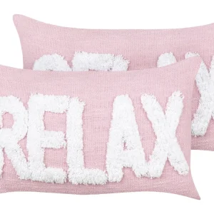 2 Cotton Cushions 30 x 50 cm Pastel Pink RELAXIFY
