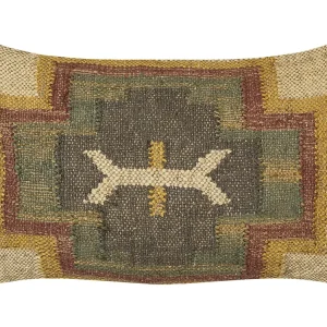 Jute Cushion Geometric Pattern 30 x 50 cm Multicolour PULICAT
