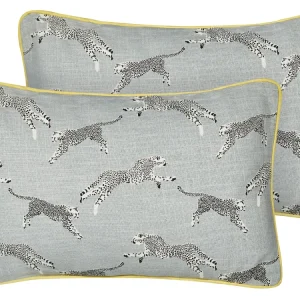 Set 2 Cotton Cushions Cheetah Motif 30 x 50 cm Grey ARALES