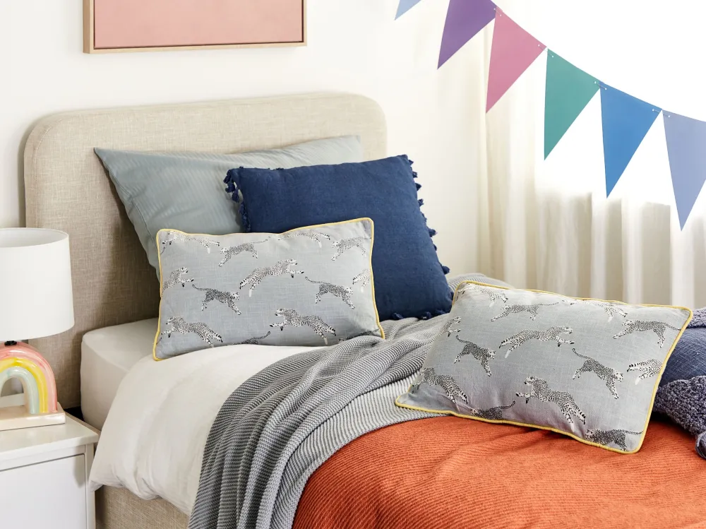Set 2 Cotton Cushions Cheetah Motif 30 x 50 cm Grey ARALES