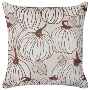 Velvet Cushion Pumpkin Pattern 45 x 45 cm Beige GOURD