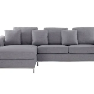 Right Hand Fabric Corner Sofa Light Grey OSLO com 10 Anos de Garantia no Mecanismo