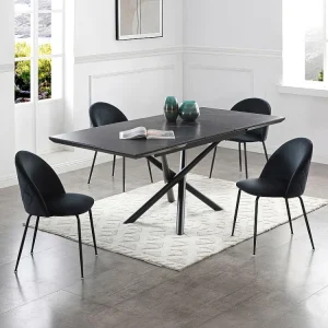 Conjunto de 2 cadeiras em veludo e ço inoxidável preto - MELBOURNE