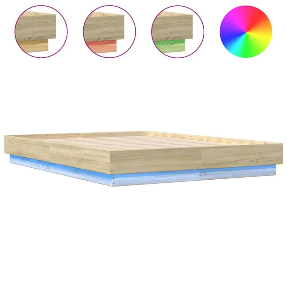 Premium Conforto Estrutura de cama com luzes LED 120x190 cm carvalho sonoma