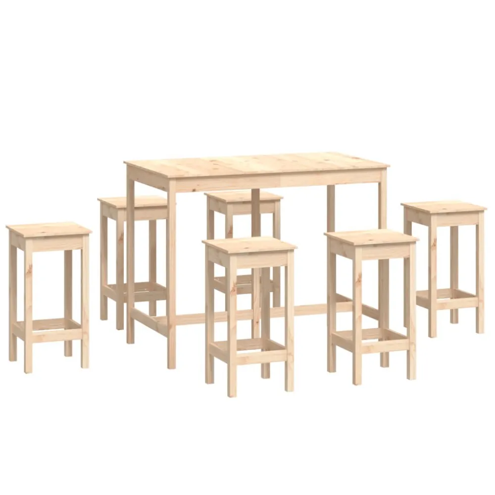 7 pcs conjunto de bar pinho maciço
