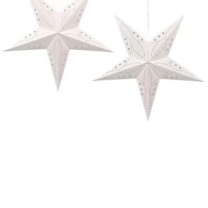 Set 2 LED Hanging Glitter Stars 60 cm White MOTTI