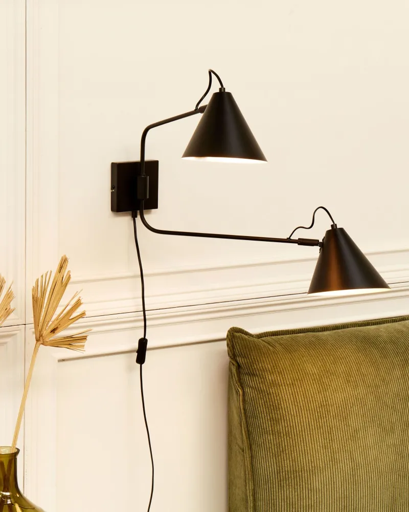 2 Light Metal Wall Lamp Black MANDIRI